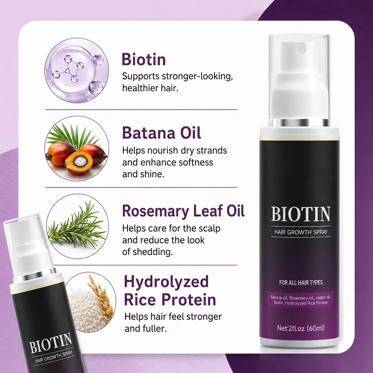 Biotin hair care spray daily grooming