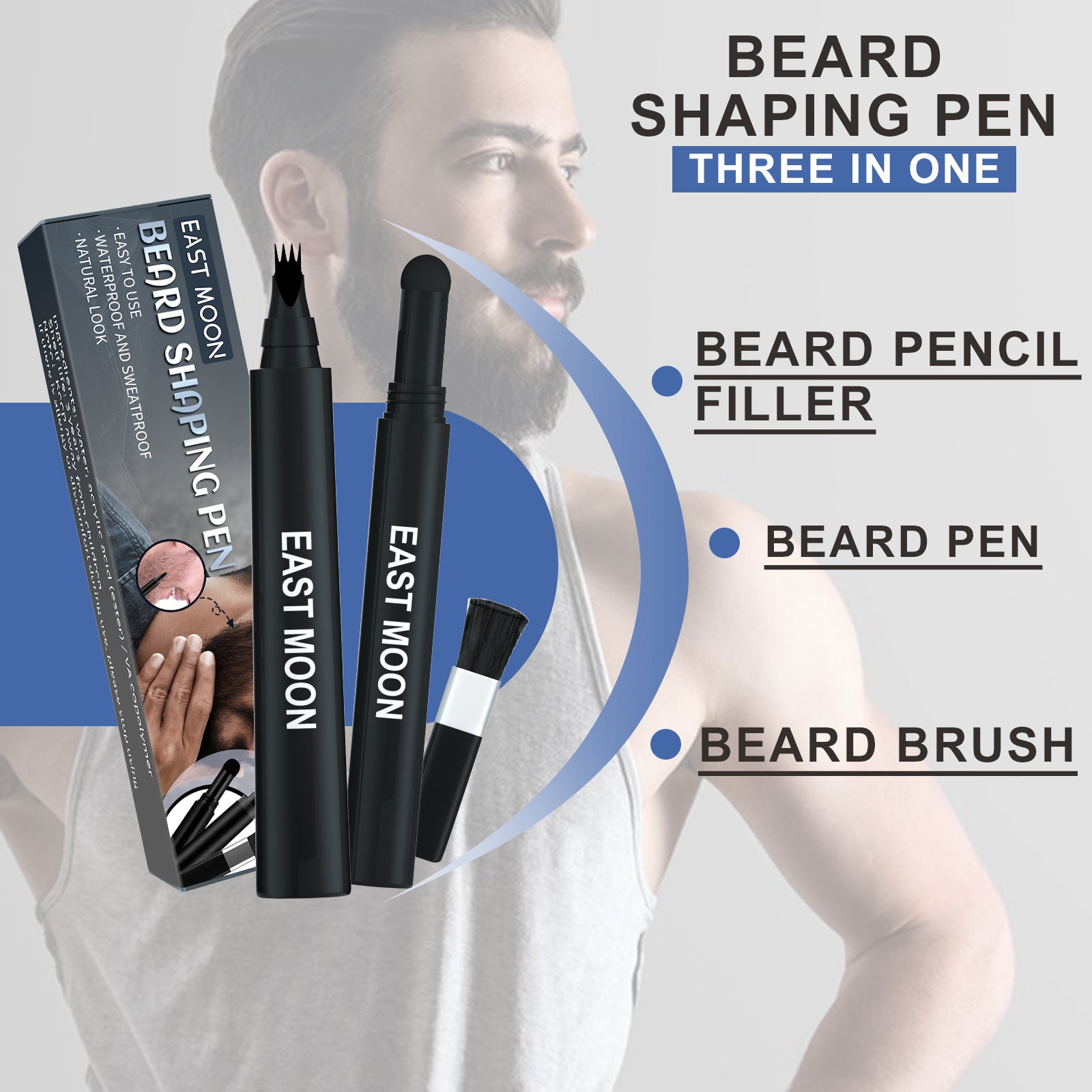 Beard filling pen 3-in-1 grooming tool