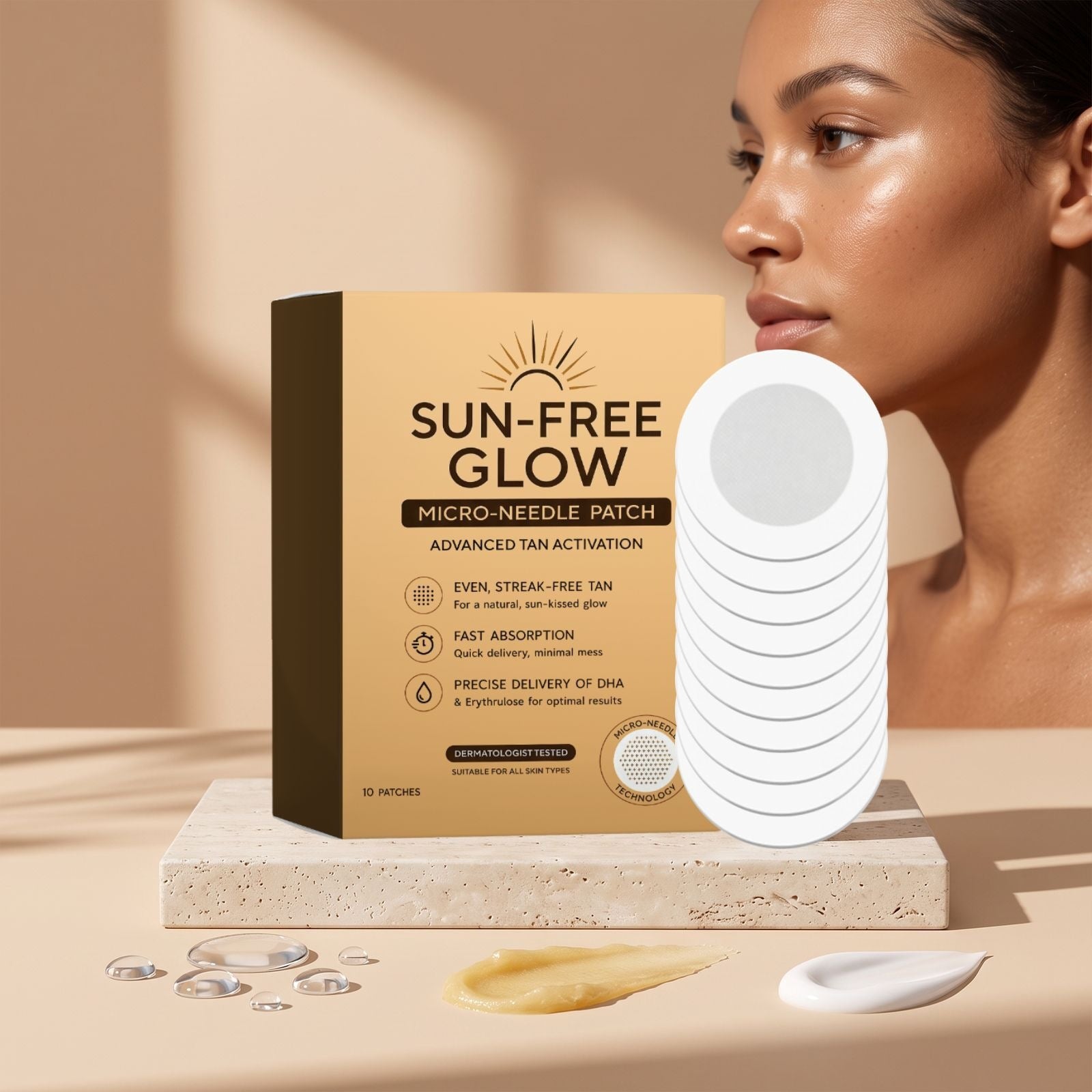 Sun-free skincare microneedle patch facial care